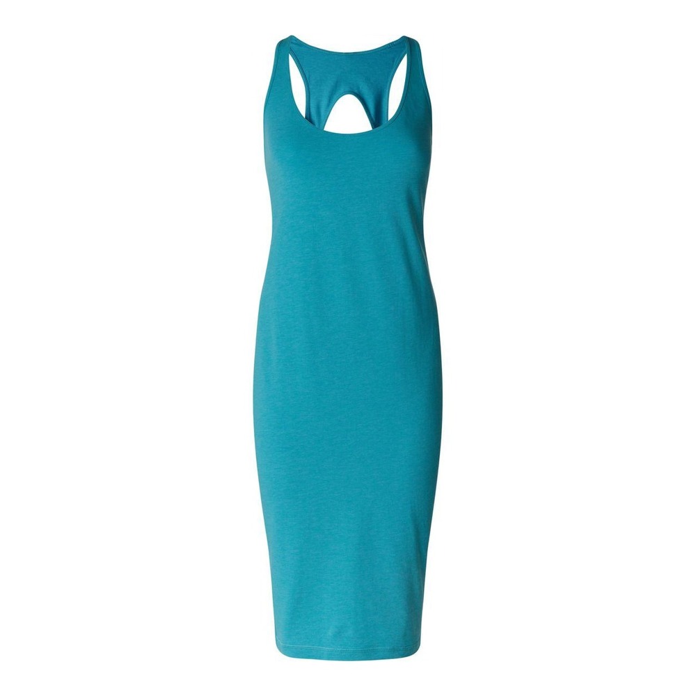 Lululemon Go For It Open Back Dress Blue Cotton Midi Women's Size 10 Athleisure